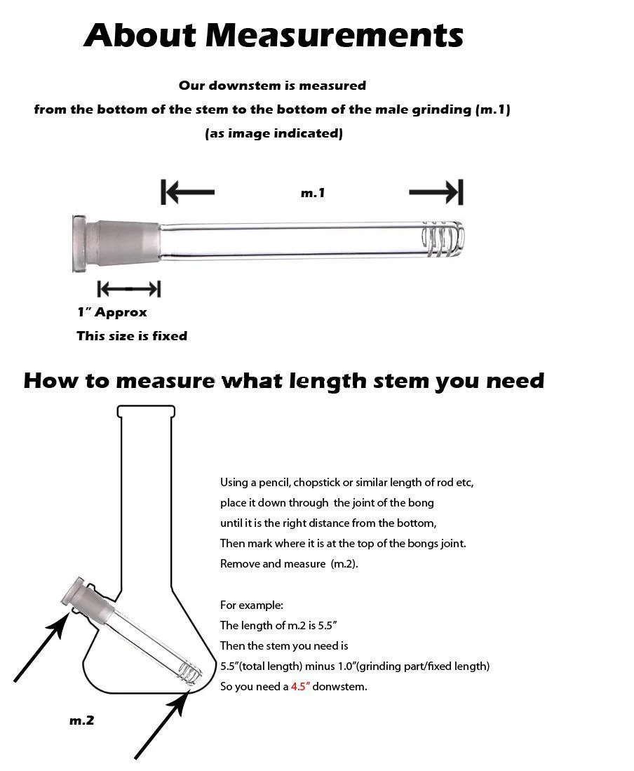 Manufacturer Glass Downstem 3" to 4.5" 4 Size 14mm Female-18mm Male Mixed Colors